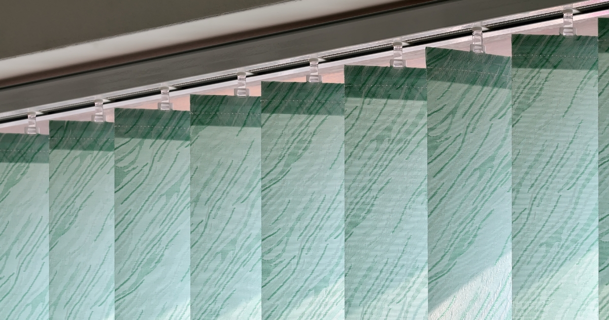 green vertical blinds