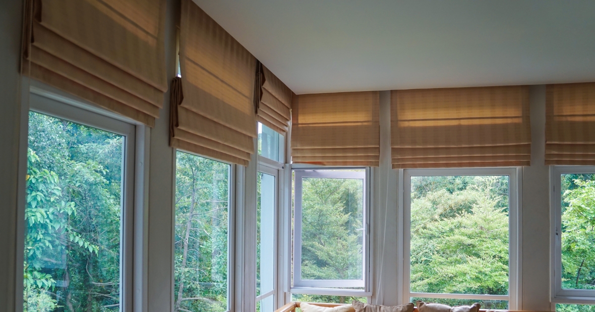 brown roman blinds